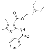 CAS 登录号：78033-85-9， 2-二乙基氨基乙基2-(苯甲酰基氨基)-4,5-二甲基噻吩-3-羧酸酯