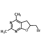 structure of CAS# 78304-56-0, 6-(Bromomethyl)-2,4-dimethyl-5,6-dihydrofuro[2,3-d]pyrimidine;6-(bromom<wbr>ethyl)-2,<wbr>4-dimethy<wbr>l-5,6-dih<wbr>ydrofuro[<wbr>2,3-d]pyr<wbr>imidine;6-Bromomethyl-2,4-dimethyl-5,6-dihydro-furo[2,3-d]pyrimidine;MFCD03194374