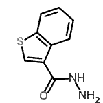 结构式 CAS# 78676-34-3, 1-苯并噻吩-3-甲酰肼