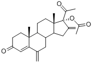 structure of CAS# 80097-73-0, 17alpha-Acetoxy-6,16-Di-Methylene-Pregn-4-En-3,20-Dione;[(8R,9S,10R,13S,14S,17R)-17-Acetyl-10,13-Dimethyl-6,16-Dimethylene-3-Oxo-2,7,8,9,11,12,14,15-Octahydro-1H-Cyclopenta[A]Phenanthren-17-Yl] Acetate;Acetic Acid [(8R,9S,10R,13S,14S,17R)-17-Acetyl-10,13-Dimethyl-6,16-Dimethylene-3-Oxo-2,7,8,9,11,12,14,15-Octahydro-1H-Cyclopenta[A]Phenanthren-17-Yl] Ester;Acetic Acid [(8R,9S,10R,13S,14S,17R)-17-Acetyl-3-Keto-10,13-Dimethyl-6,16-Dimethylene-2,7,8,9,11,12,14,15-Octahydro-1H-Cyclopenta[A]Phenanthren-17-Yl] Ester