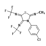 CAS 登录号：80228-93-9， 3-(4-氯苯基)-N<sup>2</sup>-甲基-N<sup>4</sup>,N<sup>5</sup>-二(三氟甲基)-1,3-噻唑烷-2,4,5-三亚胺