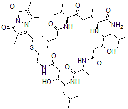 CAS 登录号：80562-33-0， 5-((3S,4S)-3-羟基-6-甲基-N-(2-(((2,5,6-三甲基-1,7-二氧代-1H,7H-吡唑并(1,2-a)吡唑-3-基)甲基)硫代)乙基)-4-氨基庚酰胺)-抑肽素A