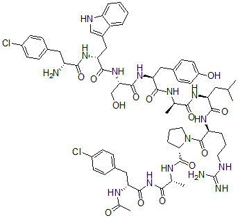 CAS#: 81608-55-1， N-Ac-(4-Cl-Phe)(1)-(4-Cl-Phe)(2)-Trp(3)-Lys(6)-Alanh2(10)-Lhrh