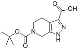 structure of CAS# 821785-76-6, 1,4,5,7-Tetrahydro-6H-Pyrazolo[3,4-c]Pyridine-3,6-Dicarboxylic Acid 6-(1,1-Dimethylethyl) Ester;6H-Pyrazolo[3,4-C]Pyridine-3,6-Dicarboxylic Acid, 1,4,5,7-Tetrahydro-, 6-(1,1-Dimethylethyl) Ester;1,4,5,7-Tetrahydro-6H-Pyrazolo[3,4-C]Pyridine-3,6-Dicarboxylic Acid 6-(1,1-Dimethylethyl) Ester;6-(Tert-Butoxycarbonyl)-4,5,6,7-Tetrahydro-1H-Pyrazolo[3,4-C]Pyridine-3-Carboxylic Acid