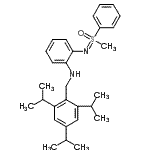 structure of CAS# 825612-43-9, 2-{[Methyl(oxido)phenyl-lambda<sup>6</sup>-sulfanylidene]amino}-N-(2,4,6-triisopropylbenzyl)aniline;(R)-N-[2-<wbr>(2,4,6-Tr<wbr>iisopropy<wbr>lbenzylam<wbr>ino)-phen<wbr>yl]-S-met<wbr>hyl-S-phe<wbr>nylsulfox<wbr>imin;SULFOXIMI<wbr>NE,S-METH<wbr>YL-S-PHEN<wbr>YL-N-[2-[<wbr>[[2,4,6-T<wbr>RIS(1-MET<wbr>HYLETHYL)<wbr>PHENYL]ME<wbr>THYL]AMIN<wbr>O]PHENYL]<wbr>-,[S(S)]-<wbr> (9CI)