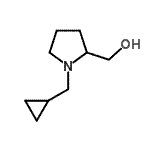 structure of CAS# 827034-60-6, [1-(Cyclopropylmethyl)-2-pyrrolidinyl]methanol;(1-(cyclopropylmethyl)pyrrolidin-2-yl)methanol;[1-(cyclopropylmethyl)-2-pyrrolidinyl]methanol;[1-(cyclopropylmethyl)pyrrolidin-2-yl]methan-1-ol
