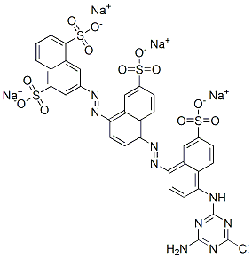 CAS 登录号：84434-58-2， 3-[[4-[[4-[(4-氨基-6-氯-1,3,5-三嗪-2-基)氨基]-7-磺酸基-1-萘基]偶氮]-7-磺酸基-1-萘基]偶氮]萘-1,5-二磺酸四钠