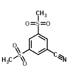 structure of CAS# 849924-84-1, 3,5-Bis(methylsulfonyl)benzonitrile;3,5-bis(methylsulfonyl)benzenecarbonitrile;3,5-Bis(methylsulphonyl)benzonitrile;MFCD04037977