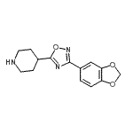 structure of CAS# 849925-04-8, 4-[3-(1,3-Benzodioxol-5-yl)-1,2,4-oxadiazol-5-yl]piperidine;3-(benzo[<wbr>d][1,3]di<wbr>oxol-5-yl<wbr>)-5-(pipe<wbr>ridin-4-y<wbr>l)-1,2,4-<wbr>oxadiazole;4-[3-(1,3-Benzodioxol-5-yl)-1,2,4-oxadiazol-5-yl)piperidine;4-[3-(1,3-Benzodioxol-5-yl)-1,2,4-oxadiazol-5-yl]