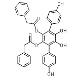 structure of CAS# 858134-23-3, 4,4'',5',6'-Tetrahydroxy-1,1':4',1''-terphenyl-2',3'-diyl bis(phenylacetate);