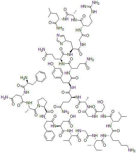 结构式 CAS# 869705-22-6, L-苯丙氨酰-L-天冬氨酰胺酰-L-丙氨酰-L-脯氨酰-L-苯丙氨酰-L-alpha-天冬氨酰-L-缬氨酰甘氨酰-L-异亮氨酰-L-赖氨酰-L-亮氨酰-L-丝氨酰甘氨酰-L-丙氨酰-L-谷氨酰胺酰-L-酪氨酰-L-谷氨酰胺酰-L-谷氨酰胺酰-L-组氨酰甘氨酰-L-精氨酰-L-丙氨酰-L-亮氨酰胺