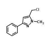 structure of CAS# 869901-14-4, 5-(Chloromethyl)-1-methyl-3-phenyl-1H-pyrazole;1H-PYRAZOLE,5-(CHLOROMETHYL)-1-METHYL-3-PHENYL-;5-(chloromethyl)-1-methyl-3-phenylpyrazole;MFCD08271944