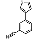 structure of CAS# 870703-81-4, 3-(3-Thienyl)benzonitrile;3- benzonitrile;3-(Thiophen-3-yl)benzonitrile;3-Thiophen-3-yl-benzonitrile