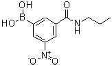 structure of CAS# 871332-88-6, [3-Nitro-5-(propylcarbamoyl)phenyl]boronic acid;3-(N-Propylaminocarbonyl)-5-nitrophenylboronic acid;3-(Propylcarbamoyl)-5-nitrophenylboronic acid;3-(Propylcarbamoyl)-5-nitrophenylboronicacid