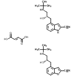 structure of CAS# 874882-72-1, 4-{(2S)-2-Hydroxy-3-[(2-methyl-2-propanyl)amino]propyl}-1H-indole-2-carbonitrile (2E)-2-butenedioate (2:1);4-[3-[(1,<wbr>1-Dimethy<wbr>lethyl)am<wbr>ino]-2-hy<wbr>droxyprop<wbr>yl]-1H-in<wbr>dole-2-ca<wbr>rbonitril<wbr>e hemifum<wbr>arate salt;S(-)-Cyanopindolol hemifumarate salt;S(−)-Cyanopindolol hemifumarate salt