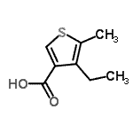 structure of CAS# 884497-34-1, 4-Ethyl-5-methyl-3-thiophenecarboxylic acid;3-THIOPHENECARBOXYLICACID, 4-ETHYL-5-METHYL-;4-Ethyl-5-methylthiophene-3-carboxylic acid;4-Ethyl-5-methylthiophene-3-carboxylicacid