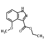 structure of CAS# 885279-49-2, Ethyl 4-methoxy-1H-indazole-3-carboxylate;1H-Indazole-3-carboxylic acid, 4-methoxy-, ethyl ester;1H-INDAZOLE-3-CARBOXYLICACID, 4-METHOXY-, ETHYL ESTER;4-Méthoxy-1H-indazole-3-carboxylate d'éthyle