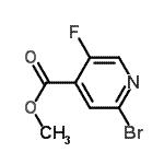 structure of CAS# 885588-14-7, Methyl 2-bromo-5-fluoroisonicotinate;2-Bromo-5-fluoro-4-(methoxycarbonyl)pyridine;Methy 2-bromo-5-fluoropyridine-4-carboxylate;Methyl 2-bromo-5-fluoro-4-pyridinecarboxylate
