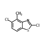 structure of CAS# 887204-62-8, 2,5-Dichloro-4-methyl-1,3-benzothiazole;2,5-Dichloro-4-methylbenzothiazole;ZINC02455709