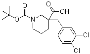 结构式 CAS# 887344-21-0, 3-(3,4-二氯苄基)-1-{[(2-甲基-2-丙基)氧基]羰基}-3-哌啶羧酸