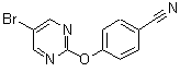structure of CAS# 887430-98-0, 4-[(5-Bromo-2-pyrimidinyl)oxy]benzonitrile;4-((5-bromopyrimidin-2-yl)oxy)benzonitrile;4-(5-Bromo-pyrimidin-2-yloxy)-benzonitrile;4-[(5-Bromo-2-pyrimidinyl)oxy]benzenecarbonitrile