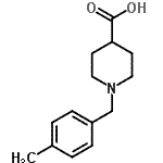 structure of CAS# 897094-27-8, 1-(4-Methylbenzyl)-4-piperidinecarboxylic acid;1-(4-methylbenzyl)-4-piperidinecarboxylic acid;1-(4-methylbenzyl)piperidine-4-carboxylic acid;ZINC03747670