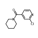 structure of CAS# 90287-80-2, (2-Chloro-4-pyridinyl)(1-piperidinyl)methanone;2-chloro(4-pyridyl) piperidyl ketone;2-chloro-4-(1-piperidinylcarbonyl)pyridine;2-chloro-4-(piperidin-1-ylcarbonyl)pyridine