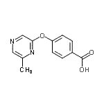 structure of CAS# 906353-00-2, 4-[(6-Methyl-2-pyrazinyl)oxy]benzoic acid;4-(6-methylpyrazin-2-yloxy)benzoic acid;4-[(6-Methylpyrazin-2-yl)oxy]benzoic acid;4-[(6-Methylpyrazin-2-yl)oxy]benzoic acid 97%