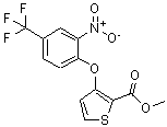 structure of CAS# 91041-20-2, Methyl 3-[2-nitro-4-(trifluoromethyl)phenoxy]-2-thiophenecarboxylate;methyl 3-<wbr>[2-nitro-<wbr>4-(triflu<wbr>oromethyl<wbr>)phenoxy]<wbr>-2-thioph<wbr>enecarbox<wbr>ylate;Methyl 3-<wbr>[2-nitro-<wbr>4-(triflu<wbr>oromethyl<wbr>)phenoxy]<wbr>thiophene<wbr>-2-carbox<wbr>ylate 97%;methyl-3-<wbr>[2-nitro-<wbr>4-(triflu<wbr>oromethyl<wbr>)phenoxy]<wbr>thiophene<wbr>-2-carbox<wbr>ylate