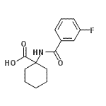 structure of CAS# 912771-16-5, 1-[(3-Fluorobenzoyl)amino]cyclohexanecarboxylic acid;1-(3-Fluoro-benzoylamino)-cyclohexanecarboxylic acid;1-[(3-fluorobenzene)amido]cyclohexane-1-carboxylic acid