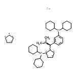 结构式 CAS# 914089-00-2, 1-(二环己基膦基)-2-[(R)-[3-(二环己基膦基)苯基](二甲基氨基)甲基]-1,2,3,4,5-环戊烷五基化合物与1,2,3,4,5-环戊烷五基铁盐(1:1:1)