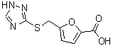 structure of CAS# 915920-97-7, 5-[(1H-1,2,4-Triazol-3-ylsulfanyl)methyl]-2-furoic acid;5-(((4H-1<wbr>,2,4-tria<wbr>zol-3-yl)<wbr>thio)meth<wbr>yl)furan-<wbr>2-carboxy<wbr>lic acid;5-[(1H-1,<wbr>2,4-triaz<wbr>ol-5-ylsu<wbr>lfanyl)me<wbr>thyl]fura<wbr>n-2-carbo<wbr>xylic acid;5-[(4H-1,2,4-triazol-3-ylsulfanyl)methyl]-2-furoic acid