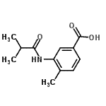 structure of CAS# 915921-46-9, 3-(Isobutyrylamino)-4-methylbenzoic acid;3-(Isobutyrylamino)-4-methylbenzoic acid;3-(isobutyrylamino)-4-methylbenzoicacid;4-methyl-3-(2-methylpropanoylamino)benzoic acid
