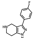 structure of CAS# 916423-52-4, 3-(4-Fluorophenyl)-4,5,6,7-tetrahydro-1H-pyrazolo[4,3-c]pyridine;1H-pyrazo<wbr>lo[4,3-c]<wbr>pyridine,<wbr> 3-(4-flu<wbr>orophenyl<wbr>)-4,5,6,7<wbr>-tetrahyd<wbr>ro-;3-(4-fluo<wbr>rophenyl)<wbr>-4,5,6,7-<wbr>tetrahydr<wbr>o-1H-pyra<wbr>zolo[4,3-<wbr>c]pyridine;3-(4-Fluo<wbr>ro-phenyl<wbr>)-4,5,6,7<wbr>-tetrahyd<wbr>ro-1H-pyr<wbr>azolo[4,3<wbr>-c]pyridi<wbr>ne