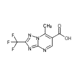 structure of CAS# 924846-75-3, 7-Methyl-2-(trifluoromethyl)[1,2,4]triazolo[1,5-a]pyrimidine-6-carboxylic acid;7-methyl-<wbr>2-(triflu<wbr>oromethyl<wbr>)[1,2,4]t<wbr>riazolo[1<wbr>,5-a]pyri<wbr>midine-6-<wbr>carboxyli<wbr>c acid;7-methyl-<wbr>2-(triflu<wbr>oromethyl<wbr>)-[1,2,4]<wbr>triazolo[<wbr>1,5-a]pyr<wbr>imidine-6<wbr>-carboxyl<wbr>ic acid;7-methyl-<wbr>2-(triflu<wbr>oromethyl<wbr>)-8-hydro<wbr>-1,2,4-tr<wbr>iazolo[1,<wbr>5-a]pyrim<wbr>idine-6-c<wbr>arboxy li<wbr>c acid