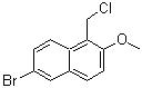 structure of CAS# 92643-16-8, 6-Bromo-1-(chloromethyl)-2-methoxynaphthalene;6-Bromo-1-chloromethyl-2-methoxynaphthalene;6-Bromo-1-chloromethyl-2-methoxy-naphthalene;MFCD01764689