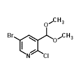 structure of CAS# 928653-74-1, 5-Bromo-2-chloro-3-(dimethoxymethyl)pyridine;5-bromo-2-chloro-3-(dimethoxymethyl)pyridine;5-Bromo-2-chloro-3-dimethoxymethyl-pyridine;MFCD08741522