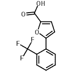 structure of CAS# 92973-24-5, 5-[2-(Trifluoromethyl)phenyl]-2-furoic acid;5-(2-(trifluoromethyl)phenyl)-2-furoic acid;5-(2-(trifluoromethyl)phenyl)furan-2-carboxylic acid;5-(2-Trifluoromethyl-phenyl)-furan-2-carboxylic acid