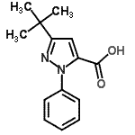 structure of CAS# 93045-47-7, 3-(2-Methyl-2-propanyl)-1-phenyl-1H-pyrazole-5-carboxylic acid;3-(tert-Butyl)-1-phenyl-1H-pyrazole-5-carboxylic acid;3-(TERT-BUTYL)-1-PHENYL-1H-PYRAZOLE-5-CARBOXYLICACID;3-(tert-butyl)-1-phenylpyrazole-5-carboxylic acid