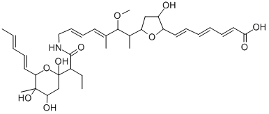 CAS 登录号：93522-10-2， (2E,4E,6E)-7-[3-羟基-5-[(4E,6E)-3-甲氧基-4-甲基-8-[2-[2,4,5-三羟基-5-甲基-6-[(1E,3E)-戊-1,3-二烯基]四氢吡喃-2-基]丁酰基氨基]辛-4,6-二烯-2-基]四氢呋喃-2-基]庚-2,4,6-三烯酸