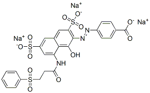 CAS#: 93803-32-8， Trisodium 4-[[1-Hydroxy-8-[[1-Oxo-3-(Phenylsulphonyl)Propyl]Amino]-3,6-Disulphonato-2-Naphthyl]Azo]Benzoate