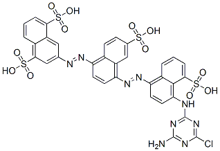 CAS 登录号：93858-31-2， 3-[[4-[[4-[(4-氨基-6-氯-1,3,5-三嗪-2-基)氨基]-5-磺基萘基]偶氮]-6-磺基萘基]偶氮]萘-1,5-二磺酸