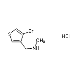 structure of CAS# 944450-82-2, 1-(4-Bromo-3-thienyl)-N-methylmethanamine hydrochloride (1:1);[(4-bromo(3-thienyl))methyl]methylamine, chloride;3-Bromo-4-[(methylamino)methyl]thiophene hydrochloride;3-Bromo-4-[(methylamino)methyl]thiophene hydrochloride tech