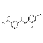 structure of CAS# 957060-97-8, {3-[(2-Chloro-4-methylphenyl)carbamoyl]phenyl}boronic acid;3-(2-Chloro-4-methylphenylcarbamoyl)phenylboronic acid;3-[(2-Chl<wbr>oro-4-met<wbr>hylphenyl<wbr>)carbamoy<wbr>l]benzene<wbr>boronic a<wbr>cid 98%;3-Borono-N-(2-chloro-4-methylphenyl)benzamide