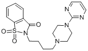结构式 CAS# 95847-70-4, 2-(4-(4-(2-嘧啶基)-1-哌嗪基)丁基)-1,2-苯并异噻唑-3(2H)-酮 1,1-二氧化物