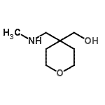 structure of CAS# 959238-75-6, {4-[(Methylamino)methyl]tetrahydro-2H-pyran-4-yl}methanol;{4-[(meth<wbr>ylamino)m<wbr>ethyl]-2H<wbr>-3,4,5,6-<wbr>tetrahydr<wbr>opyran-4-<wbr>yl}methan<wbr>-1-ol;2H-pyran-4-methanol, tetrahydro-4-[(methylamino)methyl];MFCD09864434