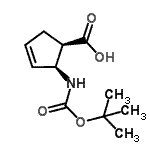 结构式 CAS# 959746-05-5, (1R,2S)-2-({[(2-甲基-2-丙基)氧基]羰基}氨基)-3-环戊烯-1-羧酸
