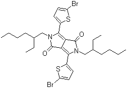 结构式 CAS# 1000623-95-9, 3,6-双(5-溴-2-噻吩基)-2,5-双(2-乙基己基)-2,5-二氢吡咯并[3,4-c]吡咯-1,4-二酮