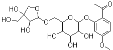 structure of CAS# 100291-86-9, Apiopaeonoside;1-[2-[(6-O-D-Apio-beta-D-furanosyl-beta-D-glucopyranosyl)oxy]-4-methoxyphenyl]-ethanone