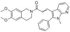 structure of CAS# 1009104-85-1, SIS3 (free base);1-(6,7-dimethoxy-3,4-dihydro-1H-isoquinolin-2-yl)-3-(1-methyl-2-phenylpyrrolo[2,3-b]pyridin-3-yl)prop-2-en-1-one